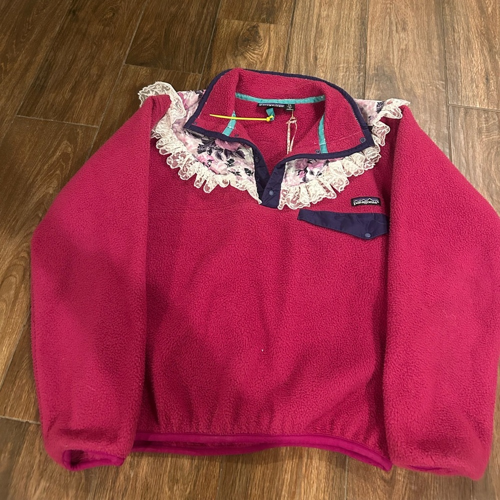 Patagonia x LoveShackFancy Pink Fleece with Lace Trim EXCLUSIVE COLLAB SOLD OUT